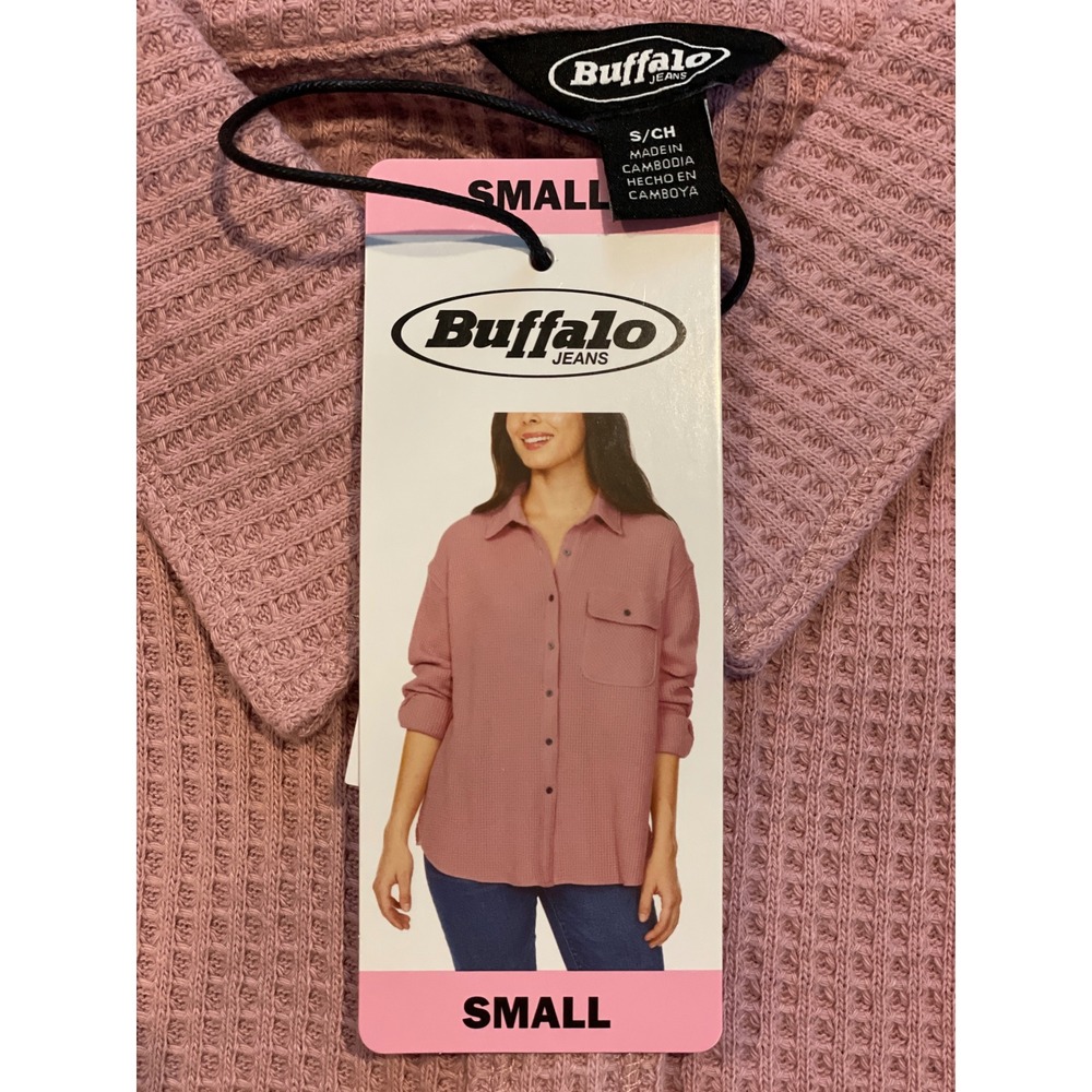 Buffalo Waffle Button Up Womens Small Midday Rose NEW Long Sleeve Knit Shirt - Picture 9 of 12